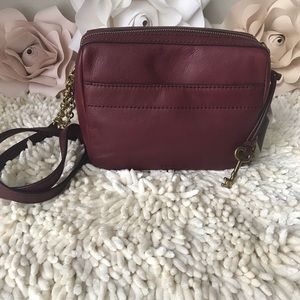 Fossil Aria Cabernet Small Crossbody Cabernet